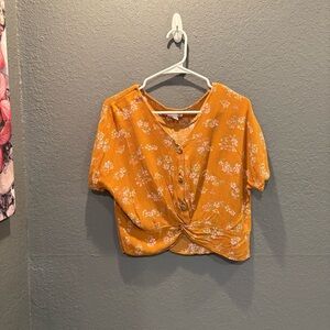 SO Yellow Floral Knot Blouse